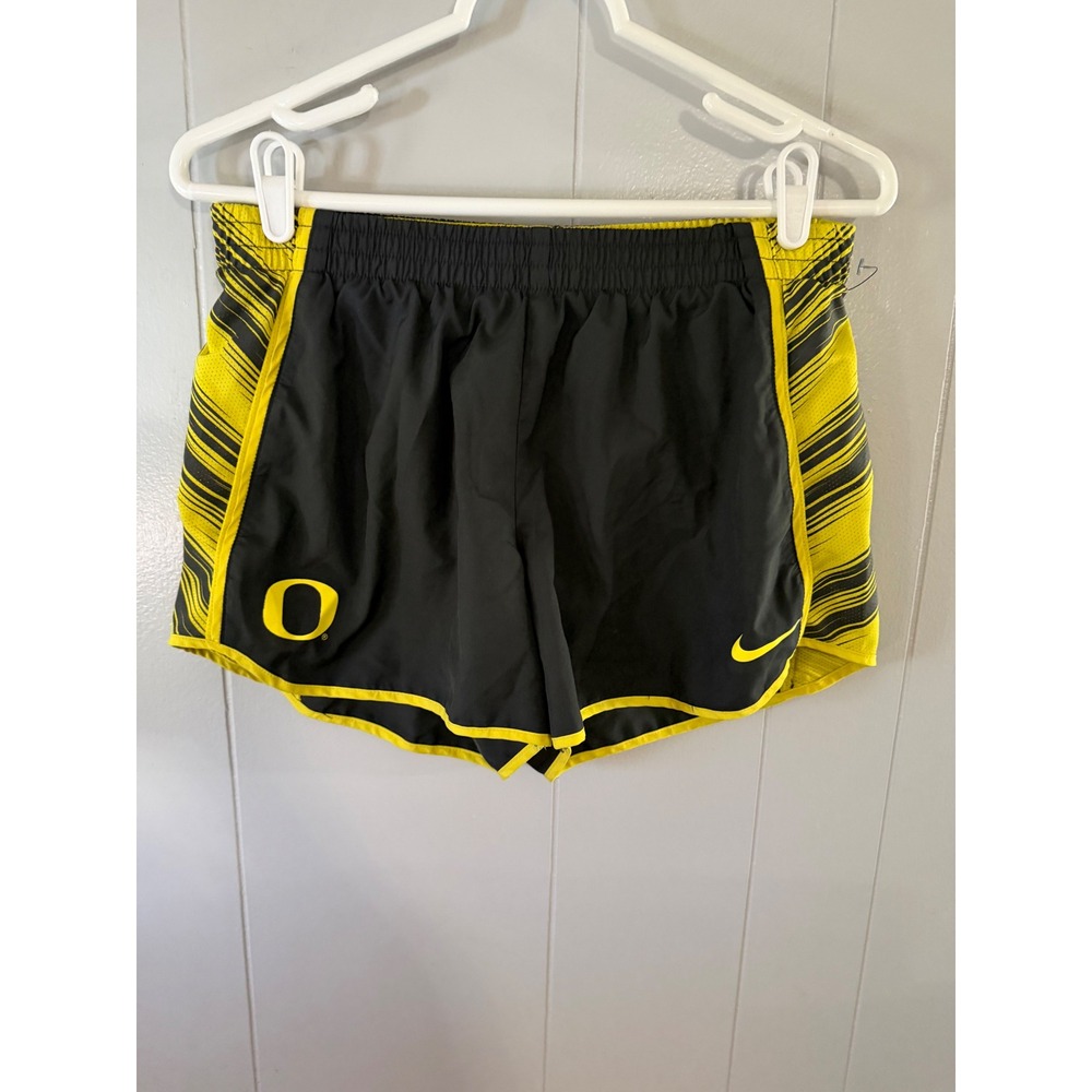 Nike Oregon Ducks Shorts Womens L Black Yellow Dri-FIT Running Athletic